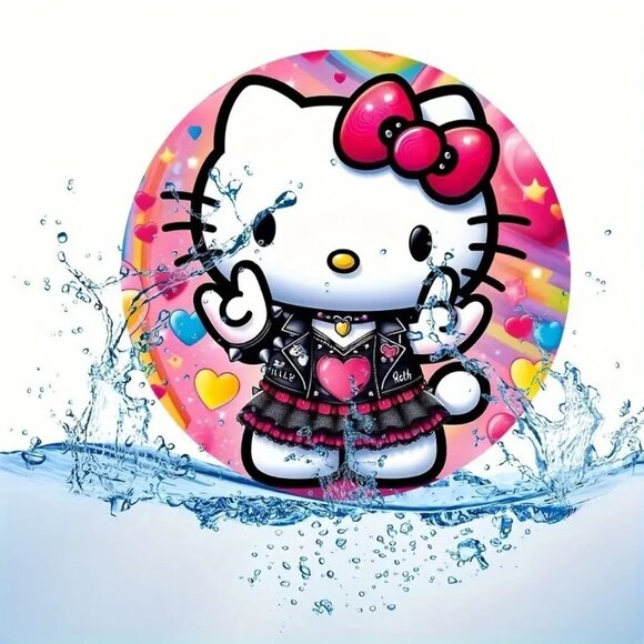 2 Car Coasters Hello Kitty Sanrio Car Drink Auto Vehicle Waterproof Goth Emo NEW - Picture 4 of 5